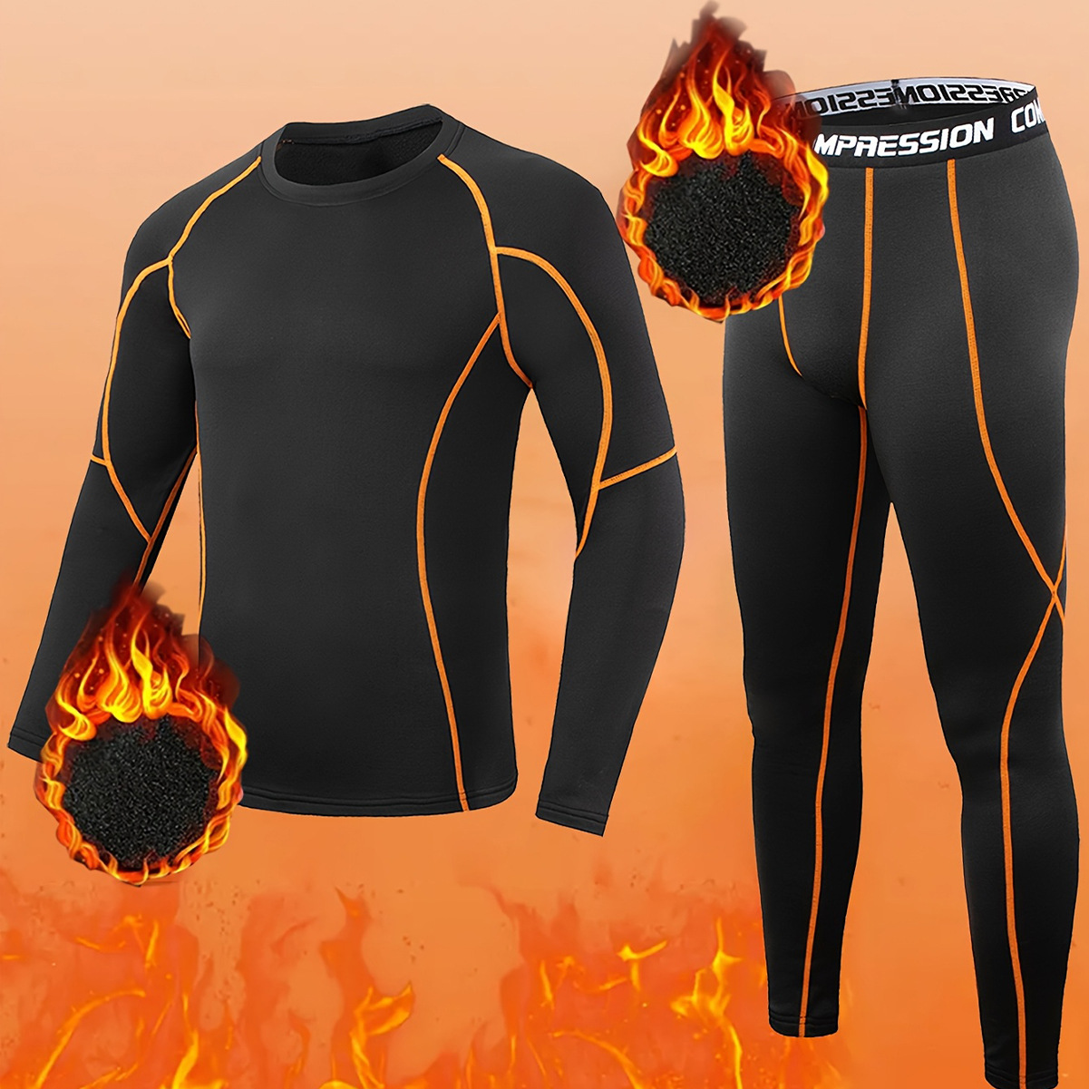 Compression Long Pant - Зимний мужской флисовый спортивный комплект из