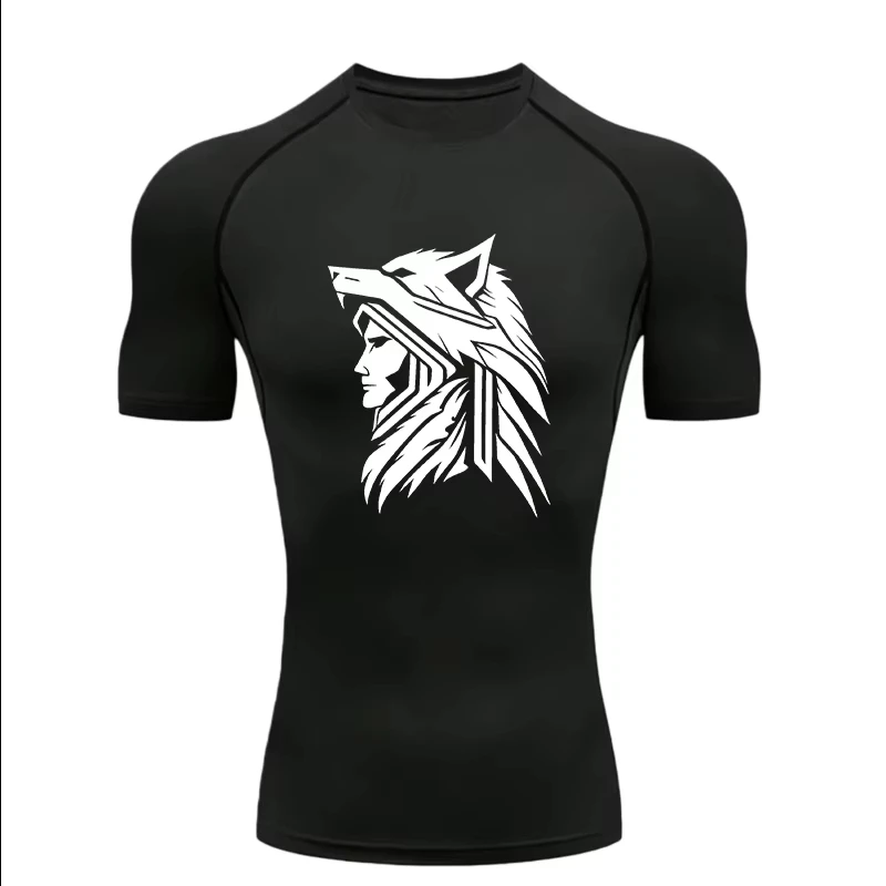 Compression Shorts Athletes - Мужская спортивная футболка Wolf Knight Design